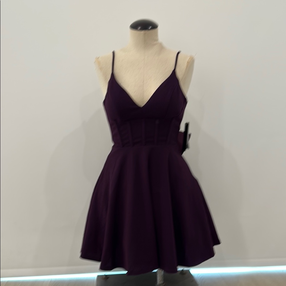 City Studio Purple Fit and Flare Mini Dress
